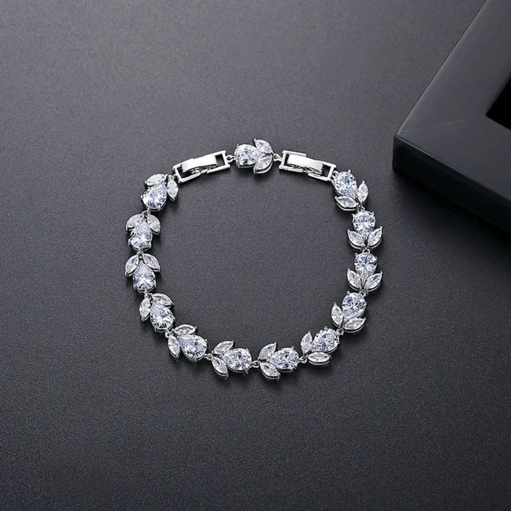 Custom Size, Stunning High Quality Cubic Zirconia Bracelet, Sterling silver brac